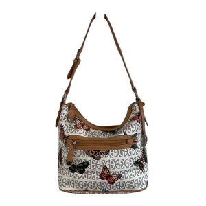 GIANI BERNINI MONOGRAM LOGO Y2K SHOULDER BAG WITH BUTTERFLY ACCENTS
